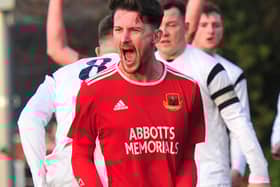 Dan Thirkell scored from the penalty spot to decide Knaresborough Town's NCEL Premier Division clash with Bridlington Town. Picture: Gerard Binks