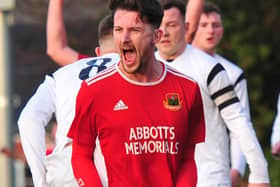 Dan Thirkell scored from the penalty spot to decide Knaresborough Town's NCEL Premier Division clash with Bridlington Town. Picture: Gerard Binks