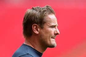 Notts County boss Neal Ardley watches on at Wembley Stadium. Pictures: Getty Images