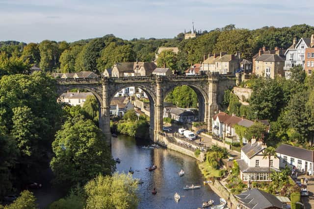 People row hired boats as they enjoy the Autumn sunshine on the River Nidd in Knaresborough, North Yorkshire. PA Photo.