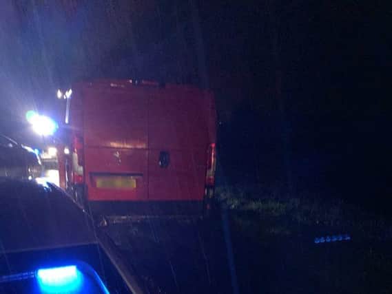 Van pulled over outside Knaresborough in which police found suspected stolen construction site equipment