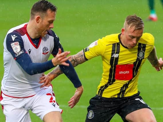 Calvin Miller had his Harrogate Town debut in Saturday's 2-1 home defeat to Bolton Wanderers. Picture: Matt Kirkham