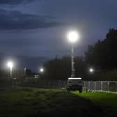 Close Encounters: The scene at Whinney Lane in Harrogate earlier this week before some action was taken over the giant floodlights. (Picture Gered Binks)