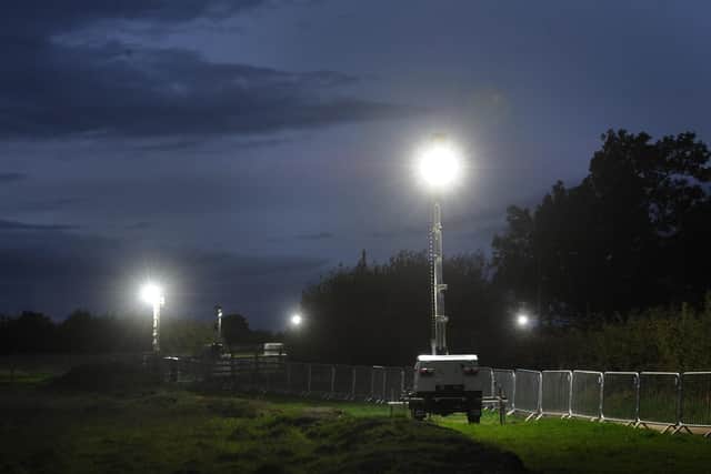 Close Encounters: The scene at Whinney Lane in Harrogate earlier this week before some action was taken over the giant floodlights. (Picture Gered Binks)