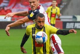 Brendan Kiernan in action during Harrogate Town's League Two defeat to Bolton Wanderers. Pictures: Matt Kirkham