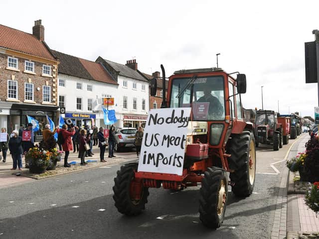 Tractors rumble down Northallerton High Street last month as part of a Save British Farming protest. (Picture: Jonathan Gawthorpe)