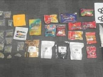 Some of the items seized during the arrests, including the potentially drug-laced sweets.