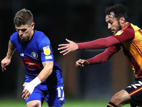 Lloyd Kerry scored the only goal of the game as Harrogate Town sank Bradford City at Valley Parade. Picture: Getty Images