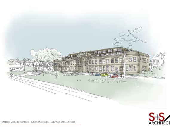 An artists's impression of how Crescent Gardens in Harrogate would look under new redevelopment plans. (Image courtesy of Impala Estates)