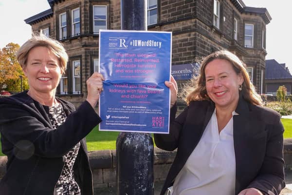 Ten Word Stories competition - Raworths managing  partner Zoe Robinson and Harrogate International Festivals chief executive, Sharon Canavar.