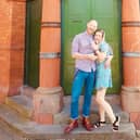 Smiths and Morrissey superfans Joy Ainsley and Dean Baylin outside iconic venye Salford Lads Club where they are going to get married.