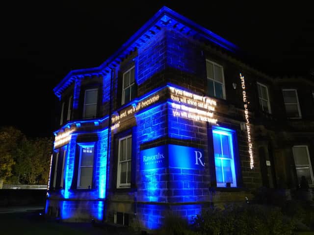 Bright idea - The light installation at Raworths’ Harrogate office ahead of next week's sparkling online literature festival packed with famous names.