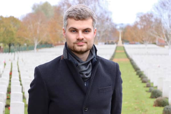 Commonwealth War Graves Commission historian and interpretation officer Max Dutton, a former pupil of Ashville College in Harrogate.