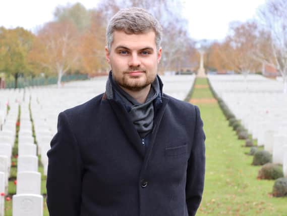Commonwealth War Graves Commission historian and interpretation officer Max Dutton, a former pupil of Ashville College in Harrogate.