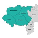 This is the east/west split of North Yorkshire which has been proposed by the county's seven district councils.