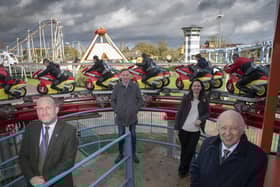 For a better future - Pictured at Flamingo Land are (from left) Ian Yapp, chief education officer at the STAR Multi-Academy Trust; Gordon Gibb, CEO Flamingo Land Ltd; Nicky Riddell, park executive at Flamingo Land; and North Yorkshire County Council leader Coun Carl Les.