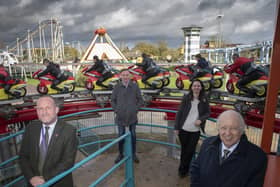 For a better future - Pictured at Flamingo Land are (from left) Ian Yapp, chief education officer at the STAR Multi-Academy Trust; Gordon Gibb, CEO Flamingo Land Ltd; Nicky Riddell, park executive at Flamingo Land; and North Yorkshire County Council leader Coun Carl Les.