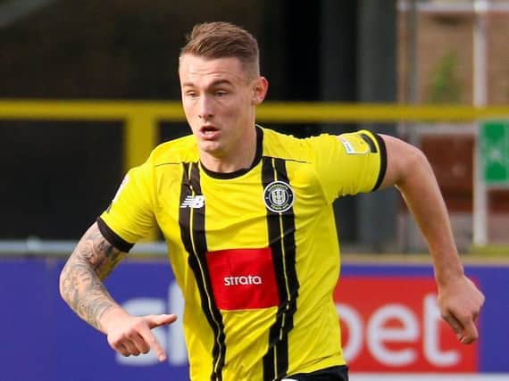 Harrogate Town centre-half Will Smith was injured in the closing stages of Tuesday's League Two clash with Tranmere Rovers. Pictures: Matt Kirkham