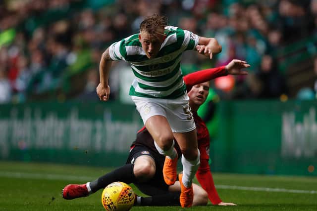 Calvin Miller in action for previous club Glasgow Celtic.