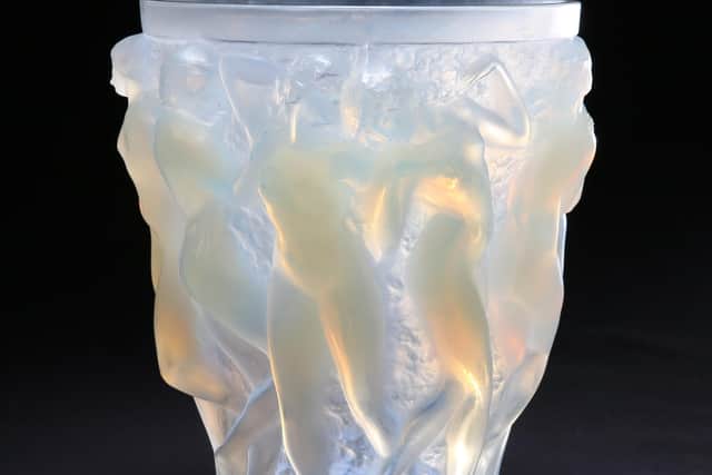 A Bacchantes’ vase by the renowned French designer Rene Lalique which sold for £20,000.