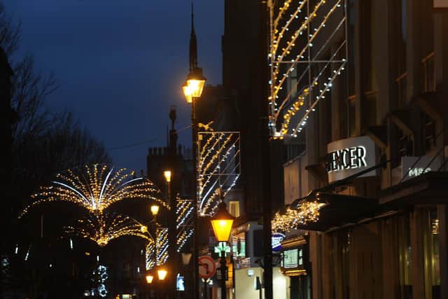 The shops in Cambridge Street in Harrogate looking spectacular after the Christmas lights switch-on. (Picture Gerard Binks)