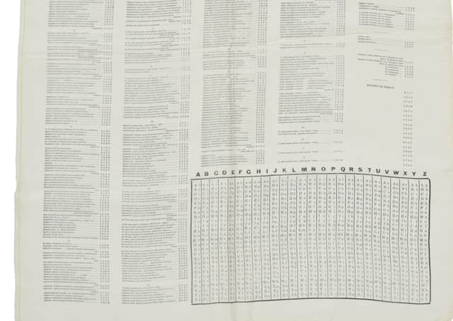 A rare Second World War cryptology silk – Estimate: £400-600.