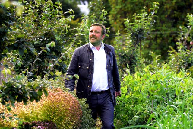 “It’s a dream come true for us" - Co-founder of Spirit of Harrogate, Marcus Black in the kitchen garden at Rudding Park Hotel in Harrogate where herbs and rhubarb are grown that are used in Slingsby Gin.