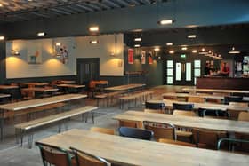 The empty taproom at the award-winning, independent Rooster's Brewing Co at Hornbeam Park in Harrogate.