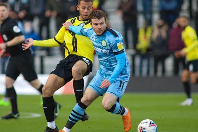 Aaron Martin battles for possession with Nicky Cadden.