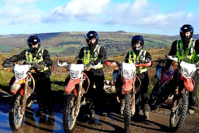 Officers on the new North Yorkshire Police off-road motorcycle team.