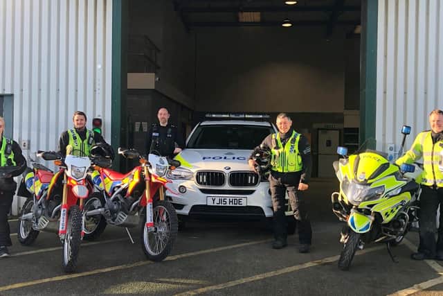 Officers on the new North Yorkshire Police off-road motorcycle team.