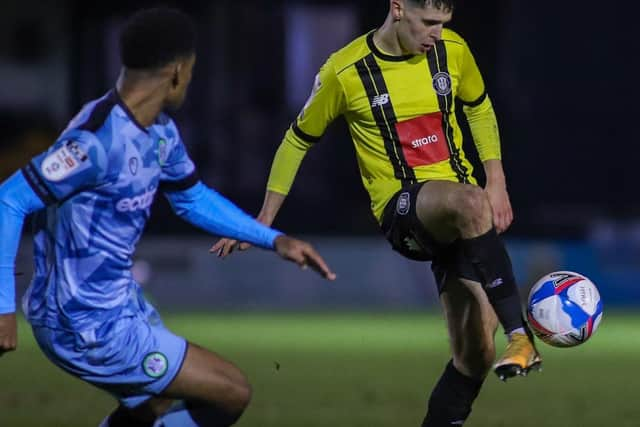 Former Sheffield Wednesday midfielder Connor Kirby enjoyed one of his better games in Harrogate colours.