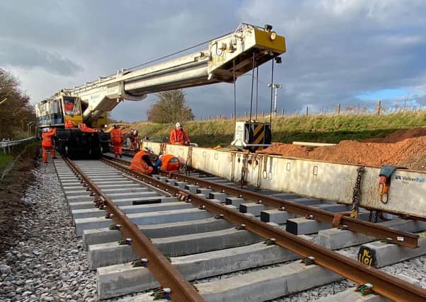 Additional track is laid west of Cattal Station as part of the NYCC improvement scheme.