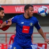 Harrogate Town striker Aaron Martin in action during Saturday's League Two defeat at Morecambe. Pictures: Matt Kirkham