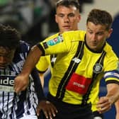 Harrogate Town captain Josh Falkingham in League Cup action against West Bromwich Albion earlier this season. Pictures: Matt Kirkham