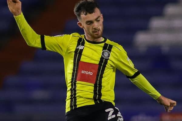 Ed Francis in action during Harrogate Town's 2-1 Boxing Day win at Oldham Athletic. Pictures: Matt Kirkham