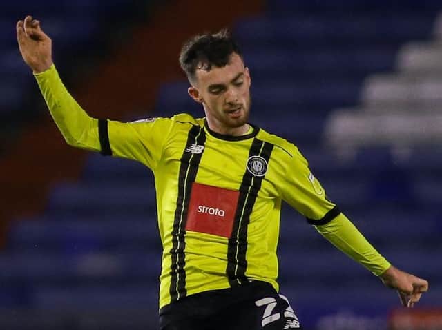 Ed Francis in action during Harrogate Town's 2-1 Boxing Day win at Oldham Athletic. Pictures: Matt Kirkham