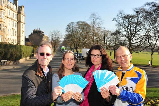 Zero Carbon Harrogate Group pictured before the Covid pandemic. From left, Stephen Scales, Jemima Parker, Vicky Wild and Malcolm Margolis. (Picture Gerard Binks)