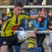 Liam Kitching's final appearance in Harrogate Town colours came during the club's National League play-off eliminator defeat at AFC Fylde back in May 2019. Pictures: Matt Kirkham