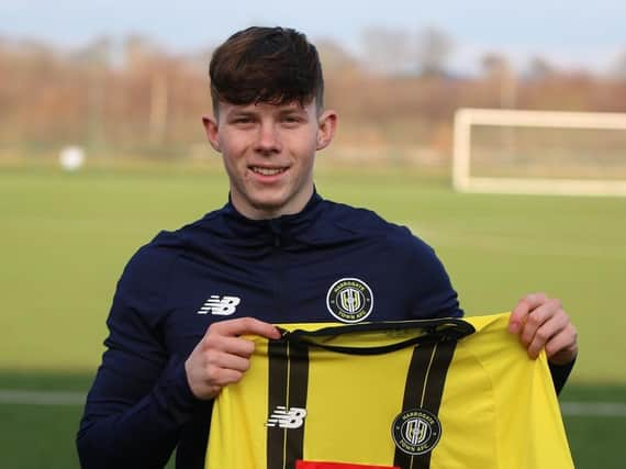 Mitchell Roberts became Harrogate Town's fourth capture of the January transfer window. Picture: Harrogate Town AFC