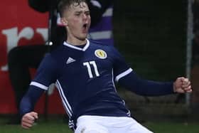 Josh McPake celebrates scoring for Scotland under-19s against Germany. Picture: Getty Images