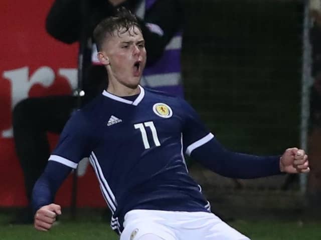Josh McPake celebrates scoring for Scotland under-19s against Germany. Picture: Getty Images