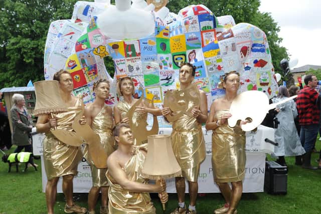 The winners of the fancy dress parade from the 2019 Great Knaresborough Bed Race - Richard Taylor School of Harrogate with their Yorkshire Sculpture Park bed. (Picture by Gerard Binks)