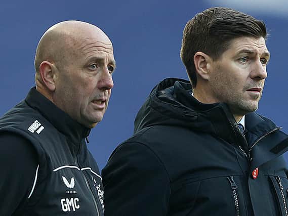 Glasgow Rangers assistant manager Gary McAllister, left, with boss Steven Gerrard. Picture: Getty Images