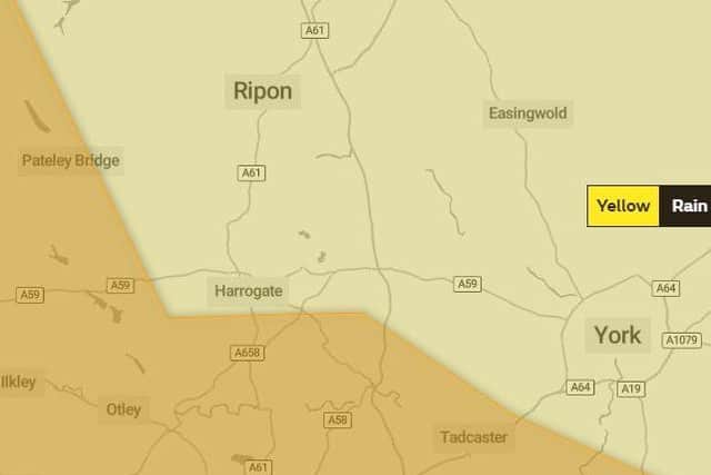 A Yellow weather warning for rain is in place for much of the Harrogate district this week as Storm Christoph sweeps the nation.