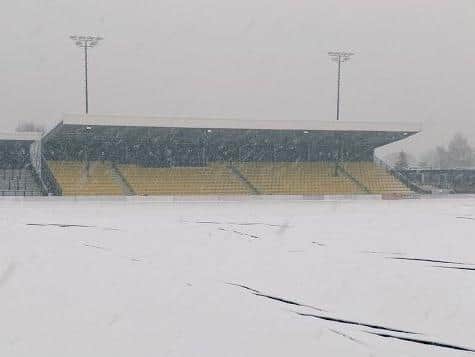 Town's EnviroVent Stadium pictured last week following heavy snowfall.