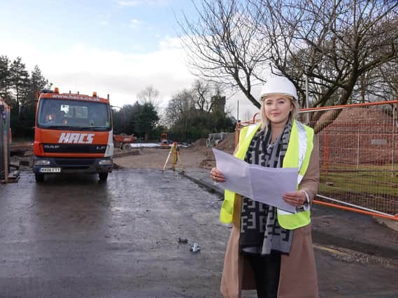 Lucy Collinge, Linley & Simpson New Homes Marketing & Administration Executive at the Woodfield Square site in Harrogate.
