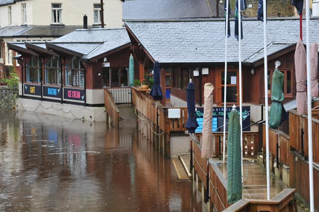 The Marigold Cafe in Knaresborough as the River Nidd levels rise. (Picture Gerard Binks)