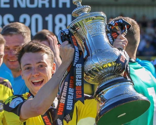 Jack Emmett rates winning promotion from National League North as the highlight of his time at Harrogate Town. Pictures: Matt Kirkham