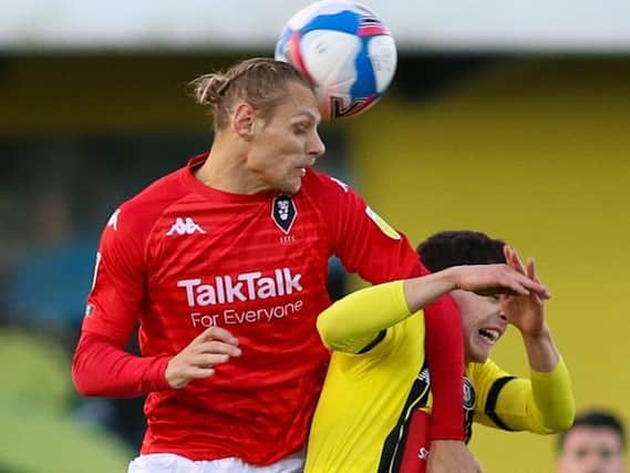 Salford City beat Harrogate Town 1-0 when the sides met at Wetherby Road shortly before Christmas. Pictures: Matt Kirkham